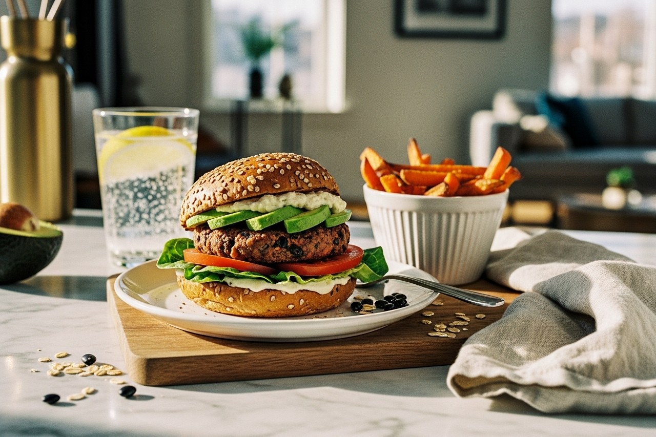 Burger vegan haricots noirs