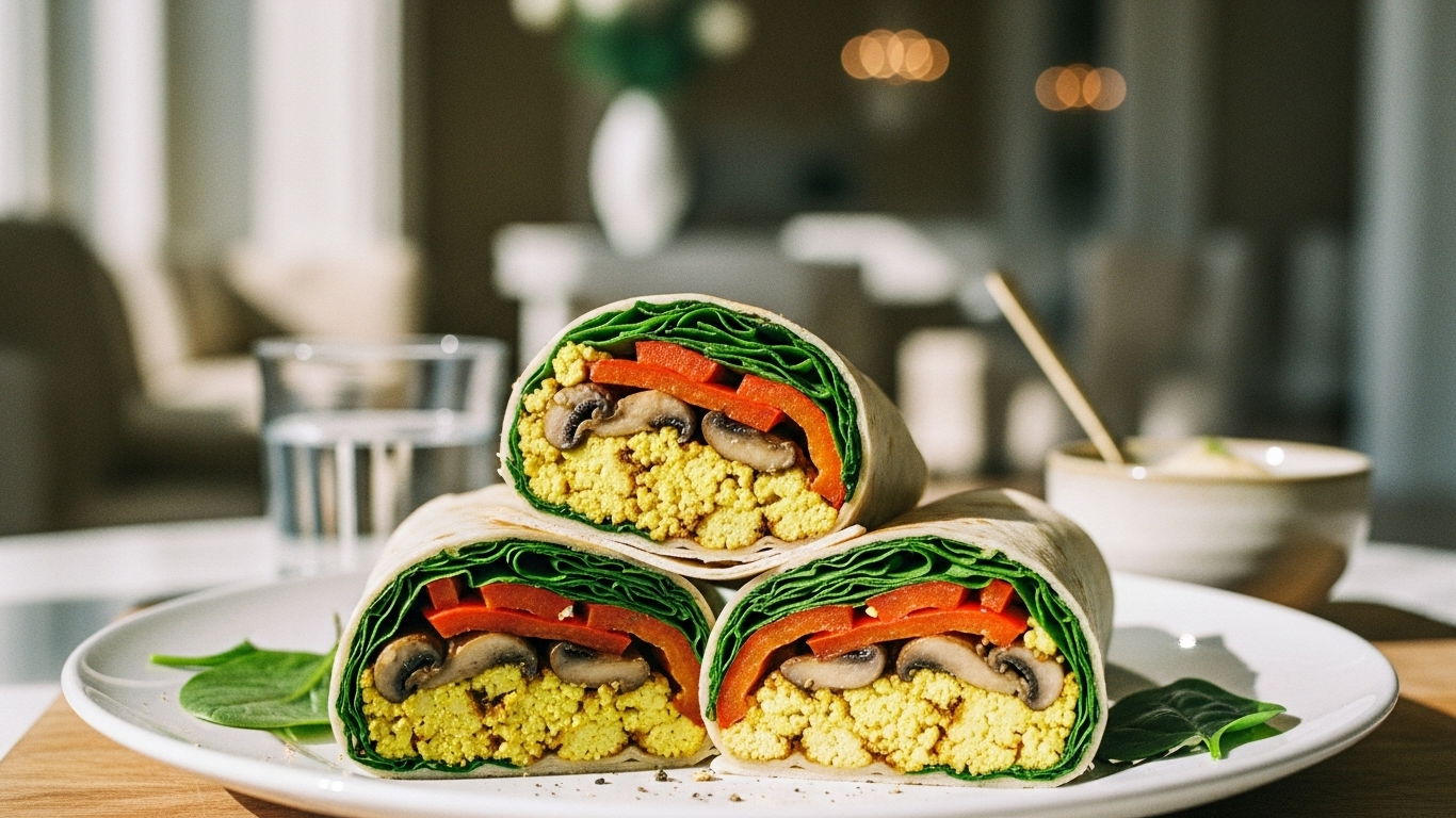 Wrap de tofu brouillé aux légumes