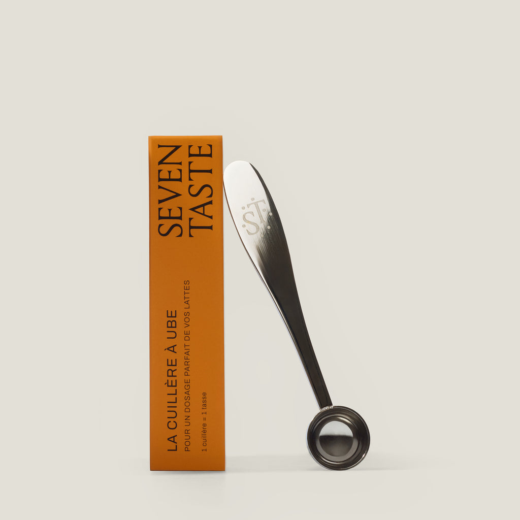 Seven Taste – La Cuillère à Ube en inox gravée, pour un dosage parfait, avec sa boîte orange