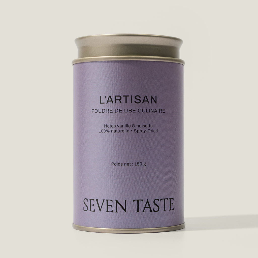 Seven Taste – L'Artisan, poudre de ube culinaire 150g, grande boîte métal mauve
