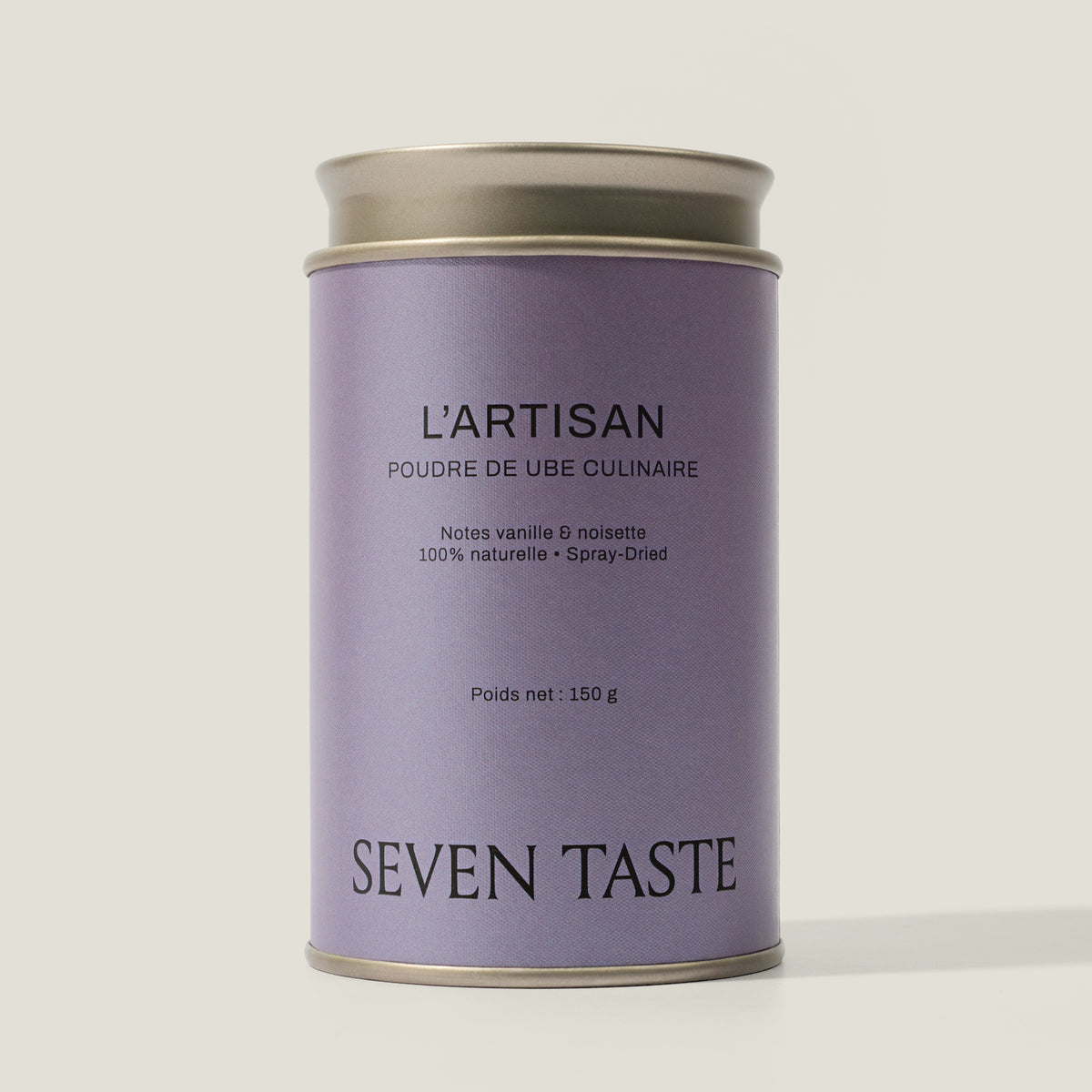 Seven Taste – L'Artisan, poudre de ube culinaire 150g, grande boîte métal mauve