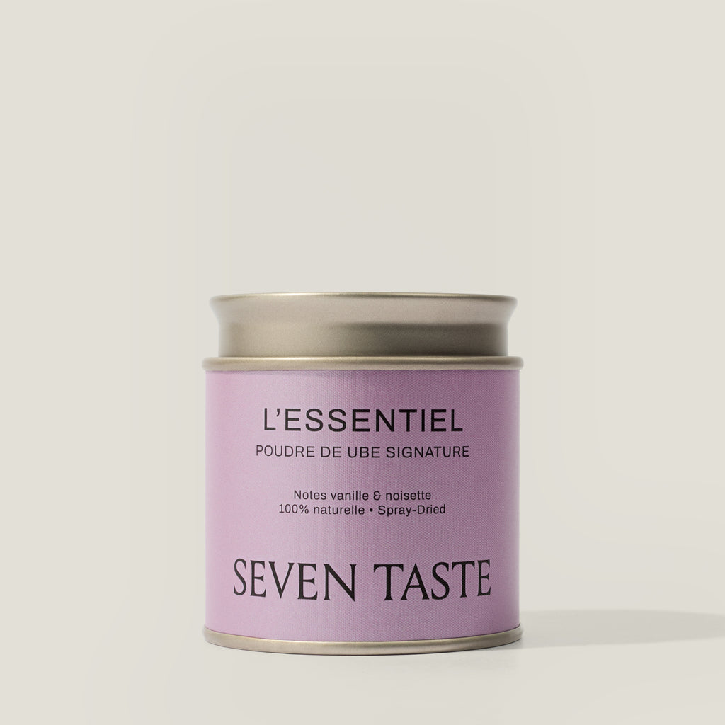 Seven Taste – L'Essentiel, poudre de ube signature spray-dried, boîte métal mauve