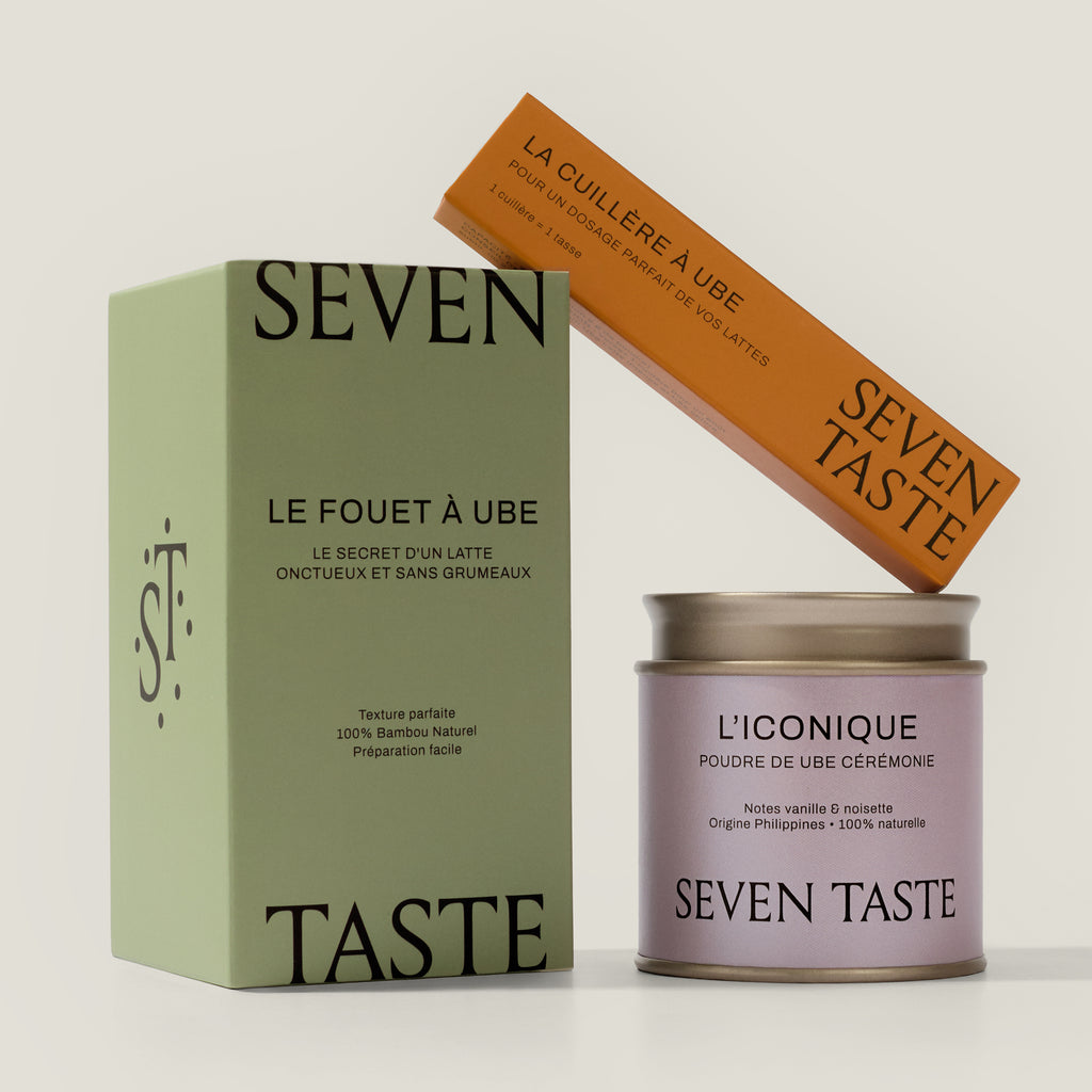 Seven Taste – Boite métal L'Iconique poudre de ube cérémonie avec Le Fouet et La Cuillère à Ube